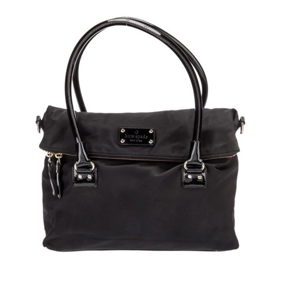Kate Spade Black Carmen Nylon Flap Shoulder Bag Crossbody Strap Purse Preppy